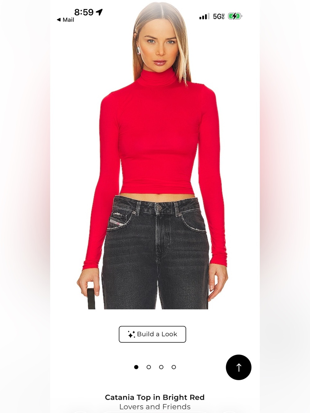 Lovers + Friends Bright Red Long-Sleeve Turtleneck Crop Top